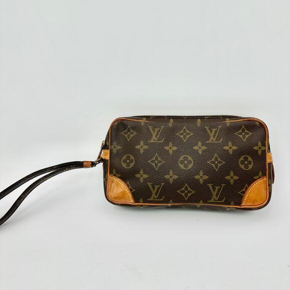 Vintage LOUIS VUITTON Wristlet Monogram Canvas Marly Dragonne PM Clutch - Picture 1 of 13
